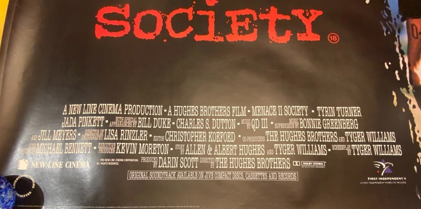 MENACE II SOCIETY ORIGINAL URBAN DRAMA MOVIE POSTER 1993 TYRIN TURNER SL JACKSON, изображение 3