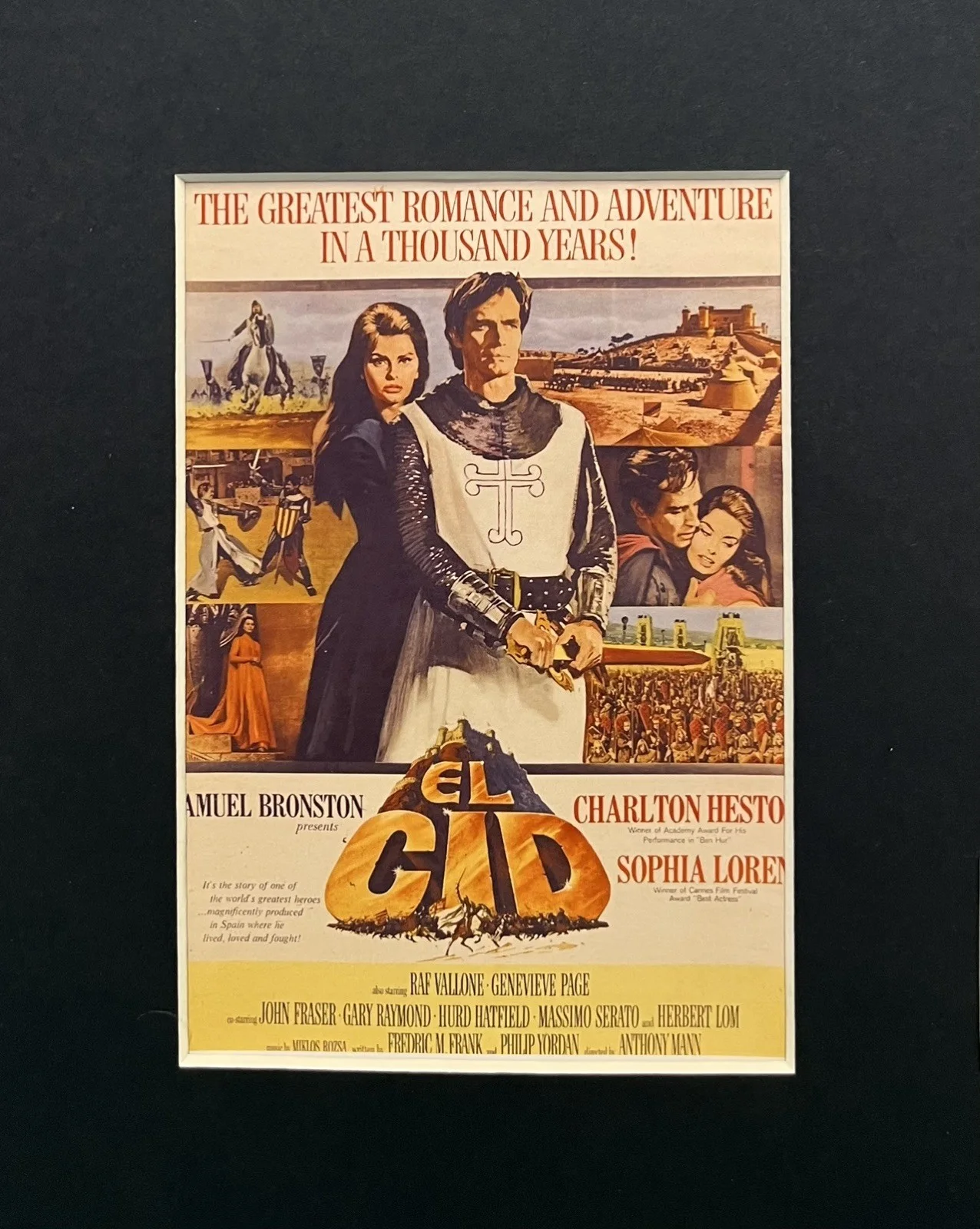 EL. CID Charlton Heston. 35mm Film Cell Mounted Display, image 3