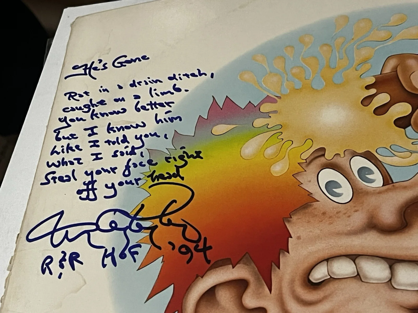 Grateful Dead Signed Europe ‘72 Lp Cover 8X Hand Written Lines He’s Gone TC JSA!, image 2