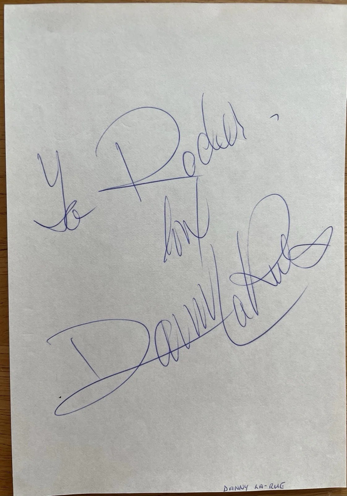 Drag Entertainer Danny LaRue Autograph Album page, image 2