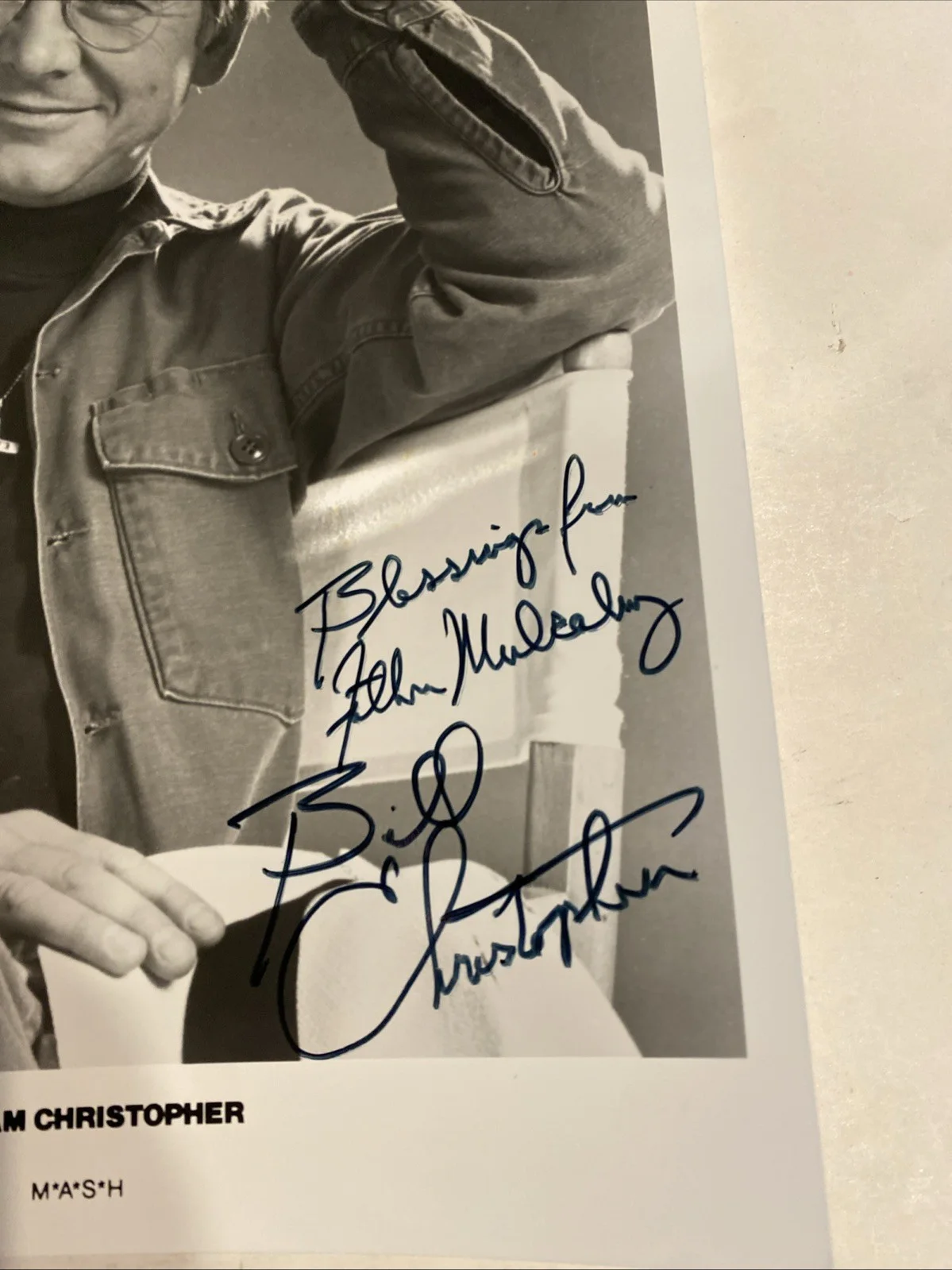 William Christopher — William Christopher Signed 8 x 10 B & W Photo - MASH - Father Mulcahy - JSA COA, image 2