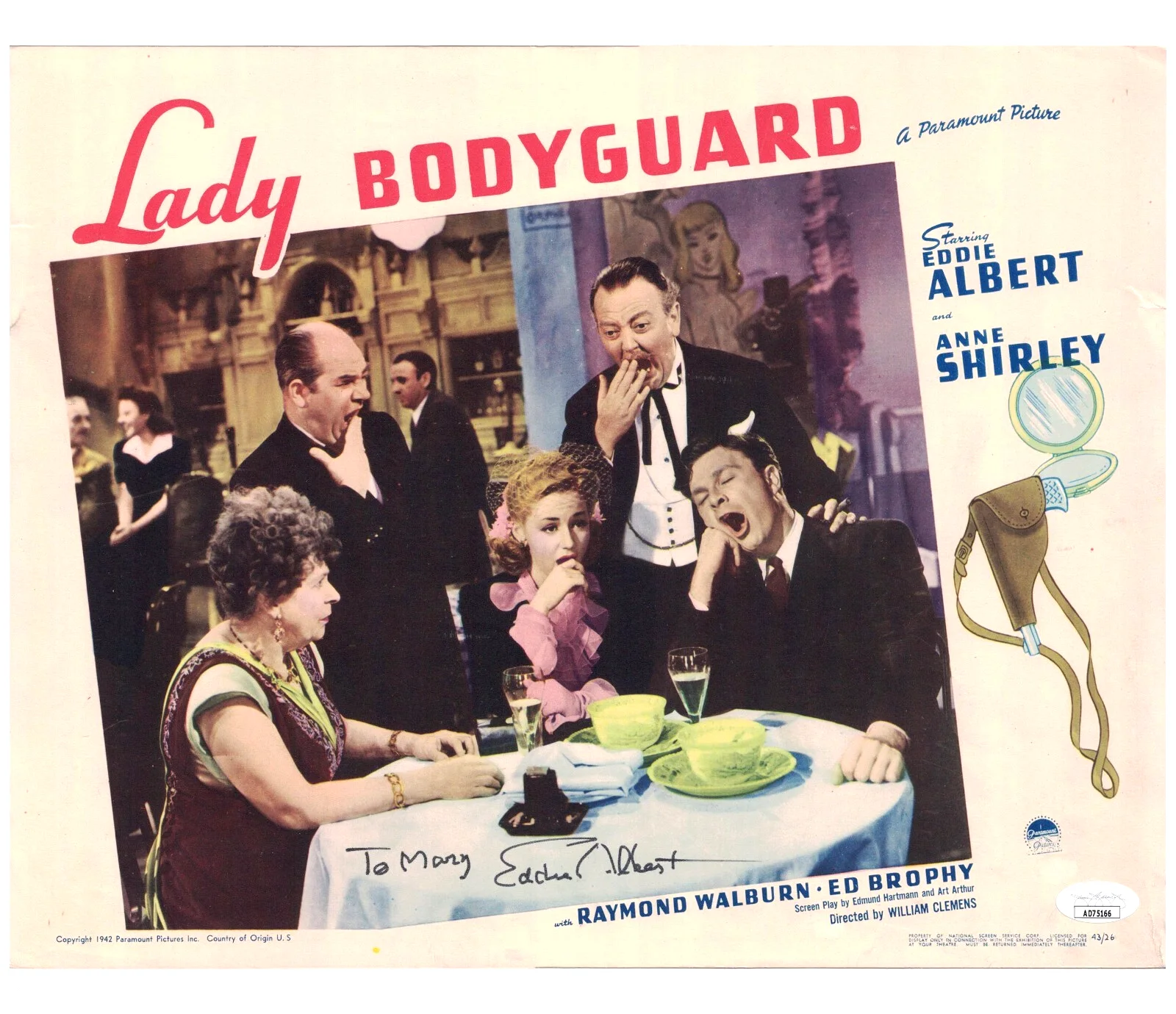 Eddie Albert — EDDIE ALBERT JSA Autographed 11X14 Lobby Card FREE SHIP 1942 Green Acres not PSA