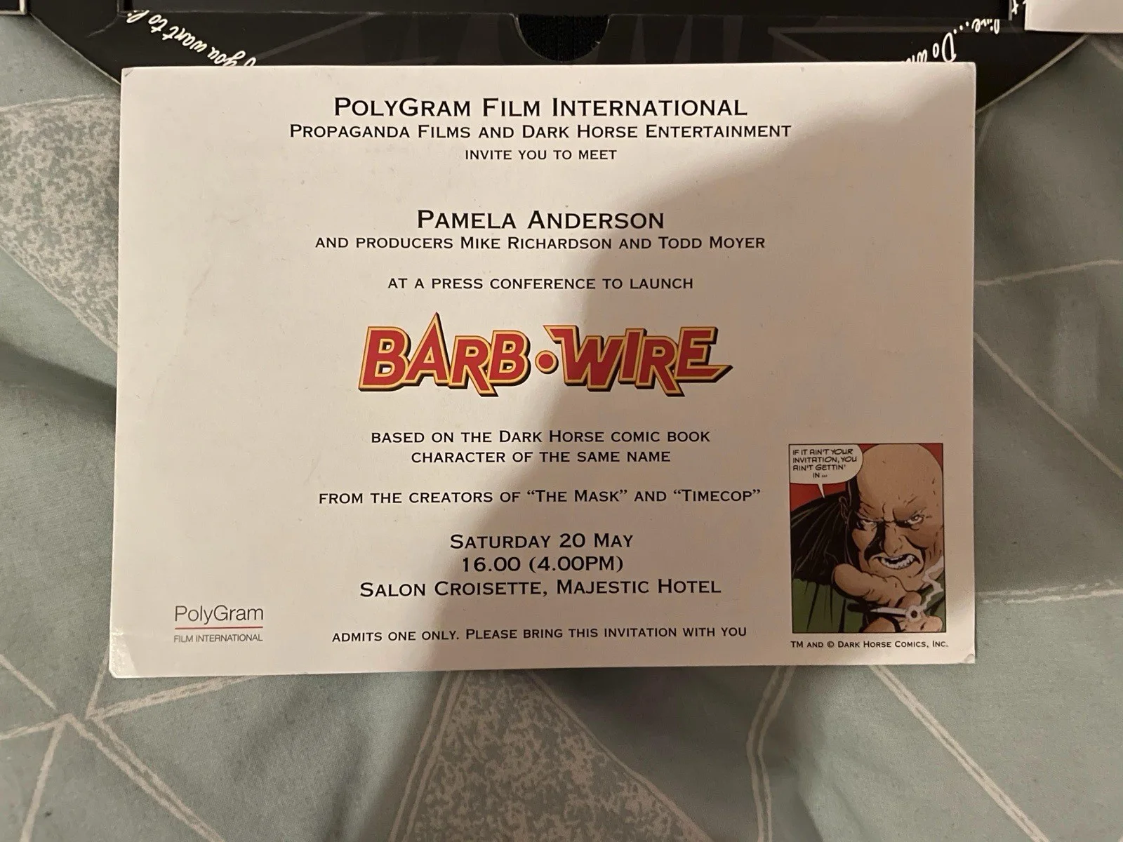Barb Wire Pamela Anderson Cannes Film Festival Press Kit Release Pack Invite, изображение 4