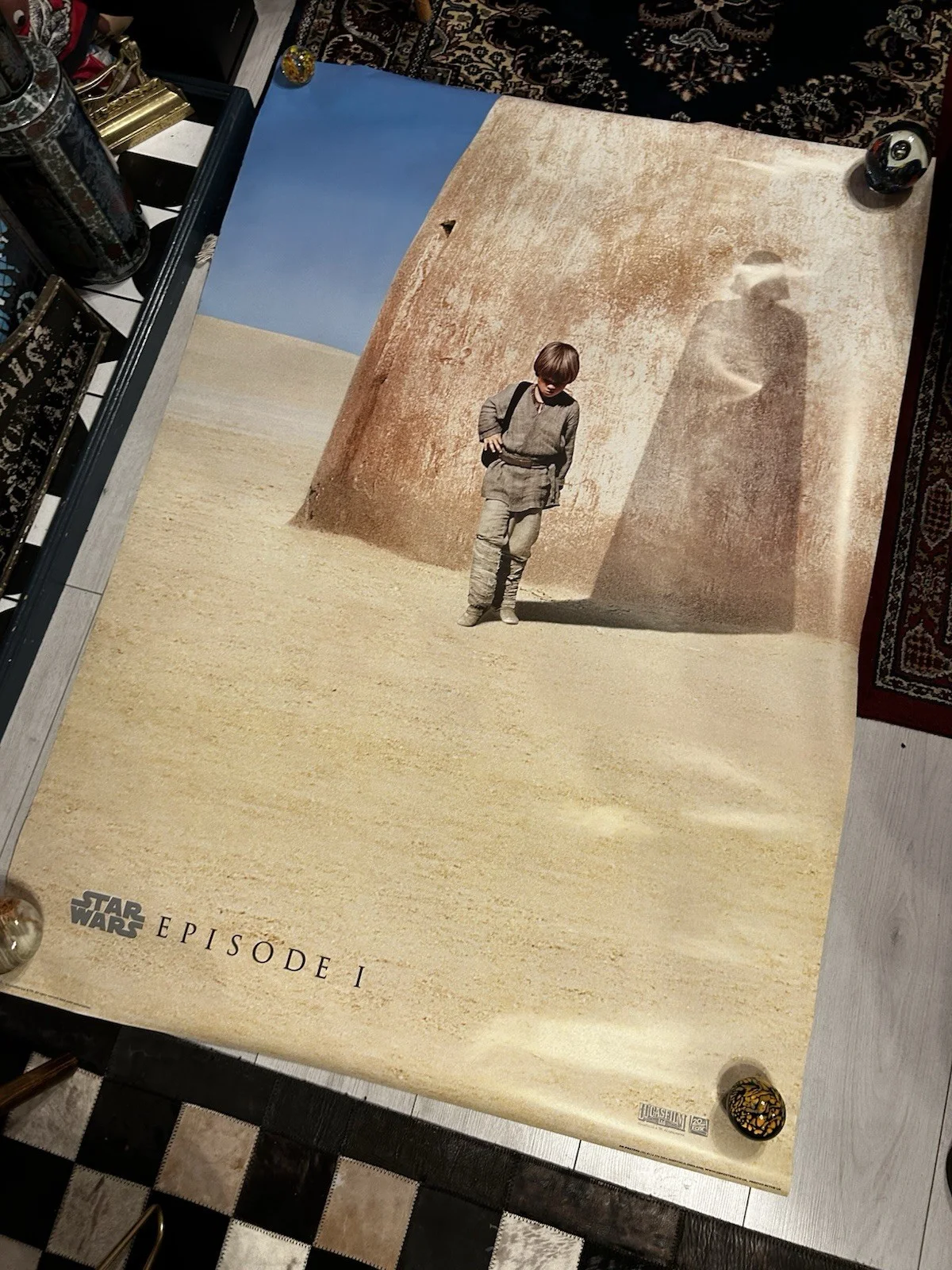 Massive STAR WARS EPISODE 1 PHANTOM MENACE 1999 39x54” Poster Adv. A Rolled, изображение 2