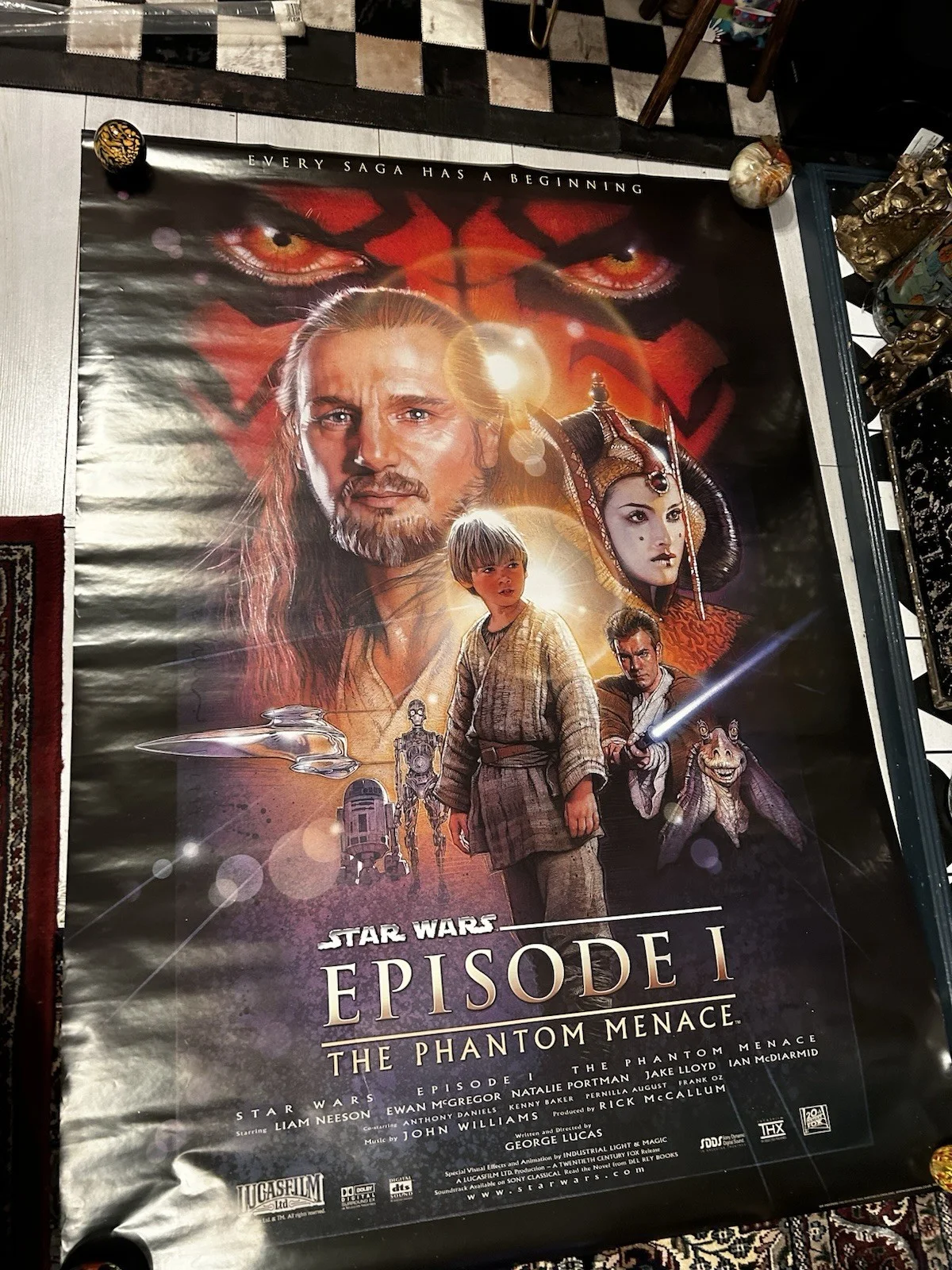 Massive STAR WARS EPISODE I THE PHANTOM MENACE ORIGINAL MOVIE POSTER 39x54” NM, изображение 2