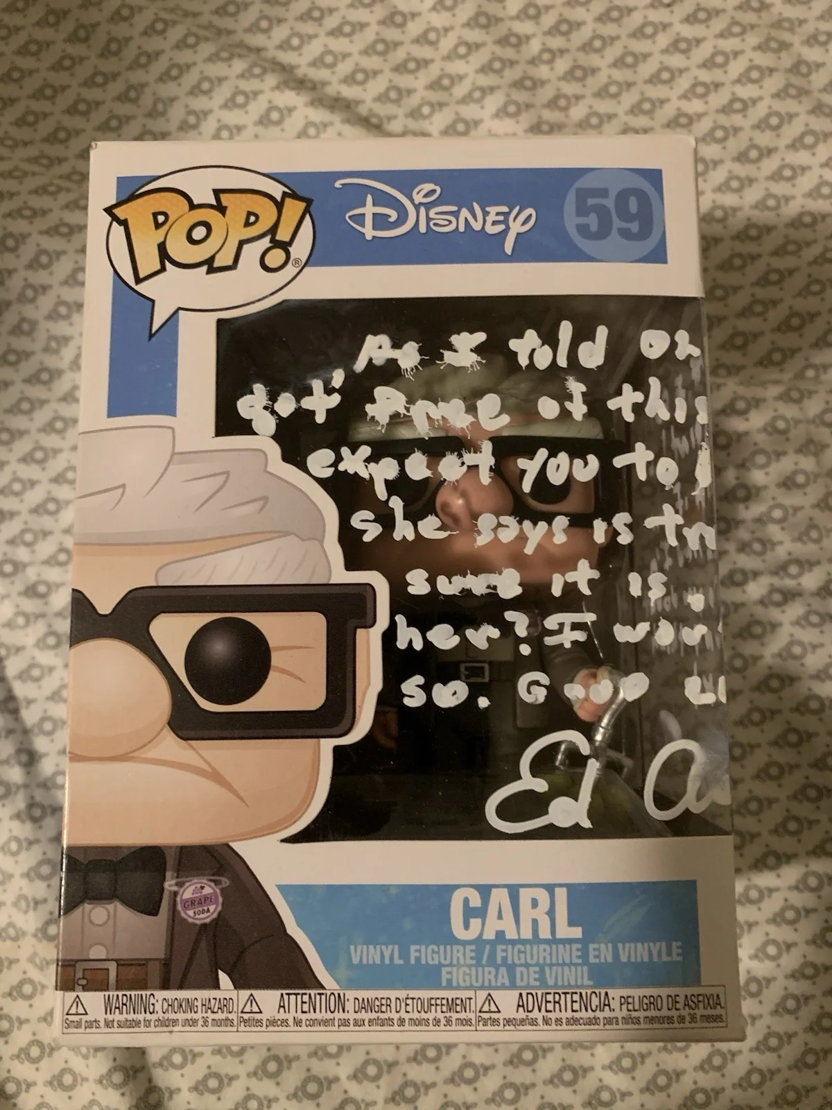 Ed Asner Signed Funko Pop Carl Auto Psa/dna Coa Up, image 2