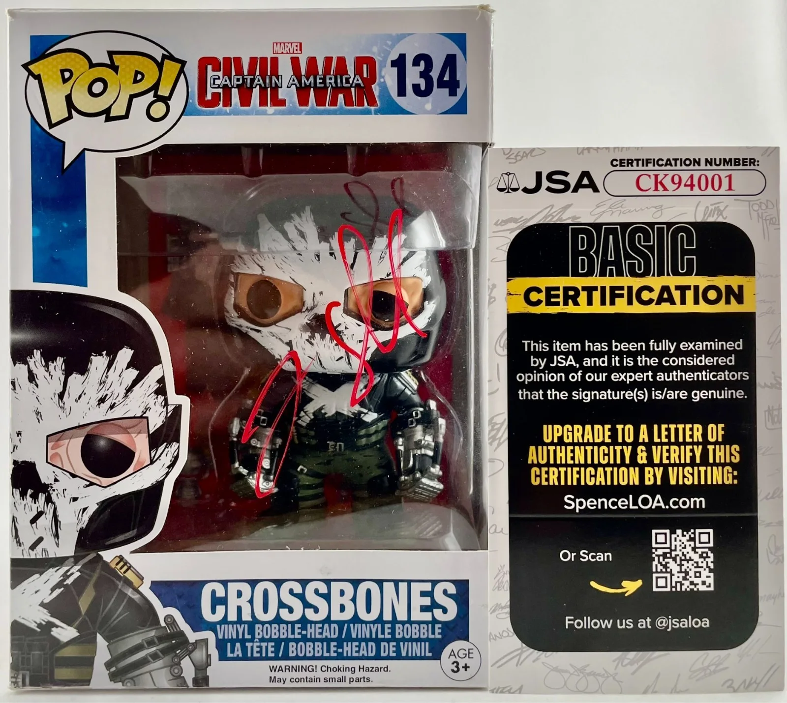 Frank Grillo — Frank Grillo Signed Marvel Civil War Crossbones Funko POP! Vinyl 134 MCU JSA COA