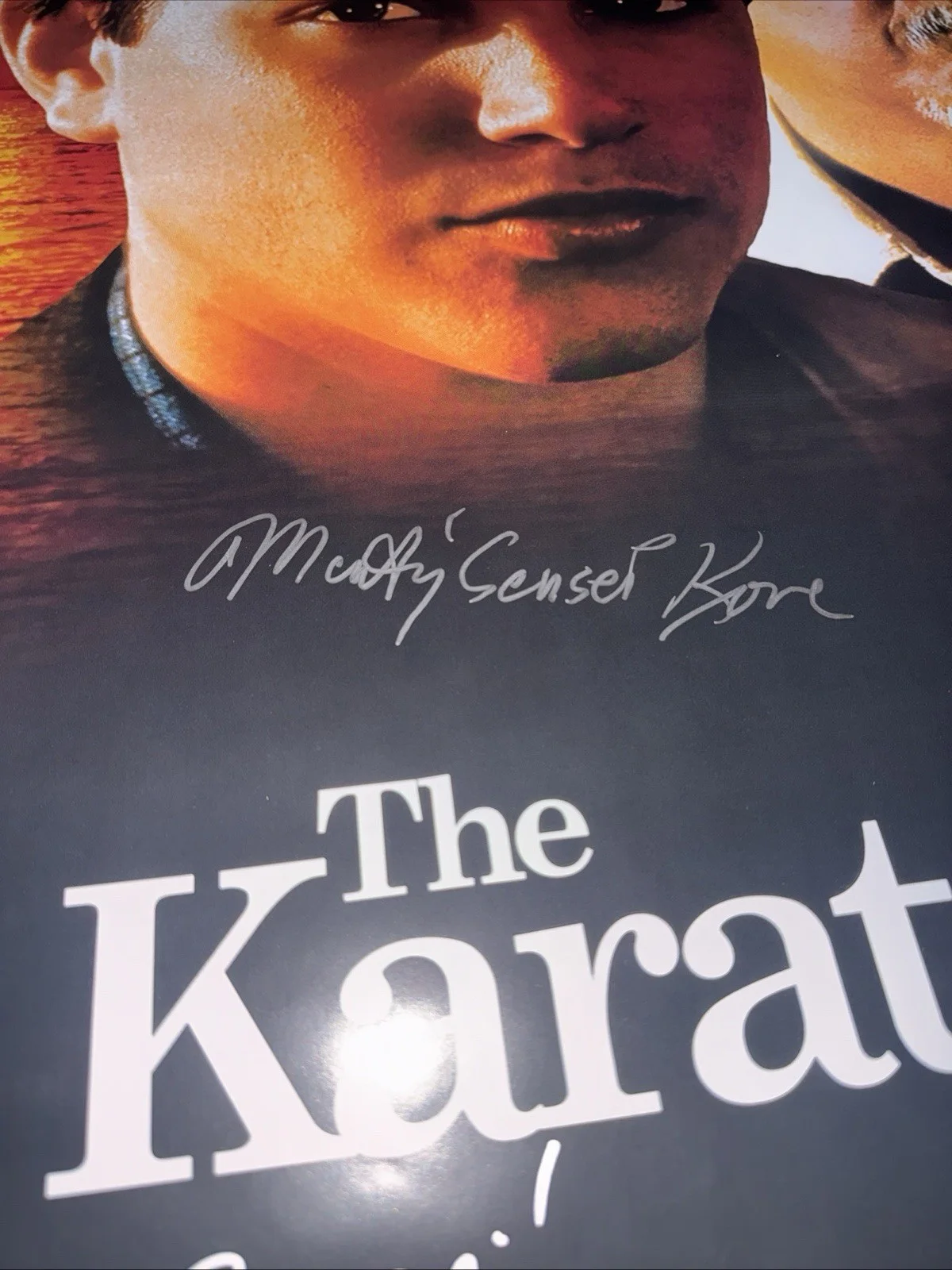 RALPH MACCHIO, WILLIAM ZABKA, MARTIN KOVE — RALPH MACCHIO WILLIAM ZABKA KOVE SIGNED THE KARATE KID 24X36 MOVIE POSTER, image 2