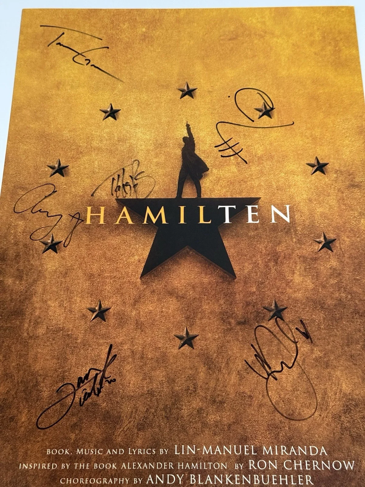 Hamilton cast members — Hamilton HamilTEN 10th Anniversary Broadway signed x6 Window Card 14x22 Poster, изображение 2