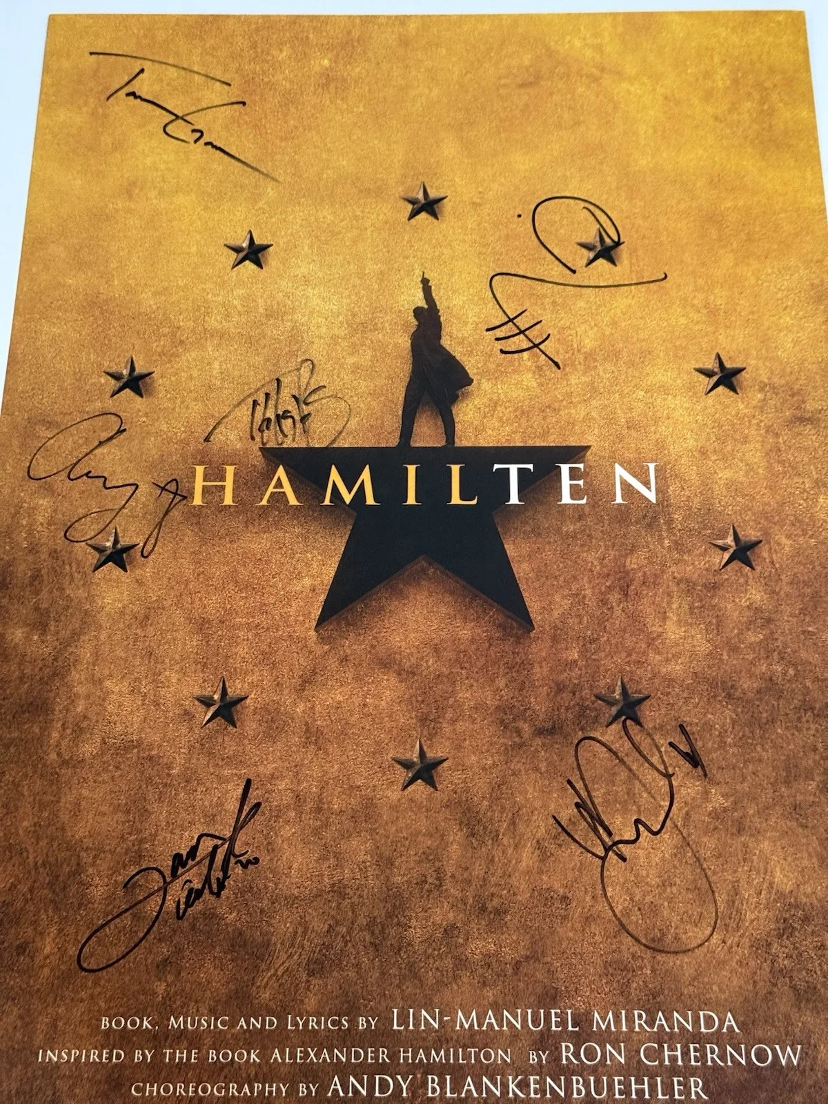 Hamilton cast members — Hamilton HamilTEN 10th Anniversary Broadway signed x6 Window Card 14x22 Poster, изображение 3