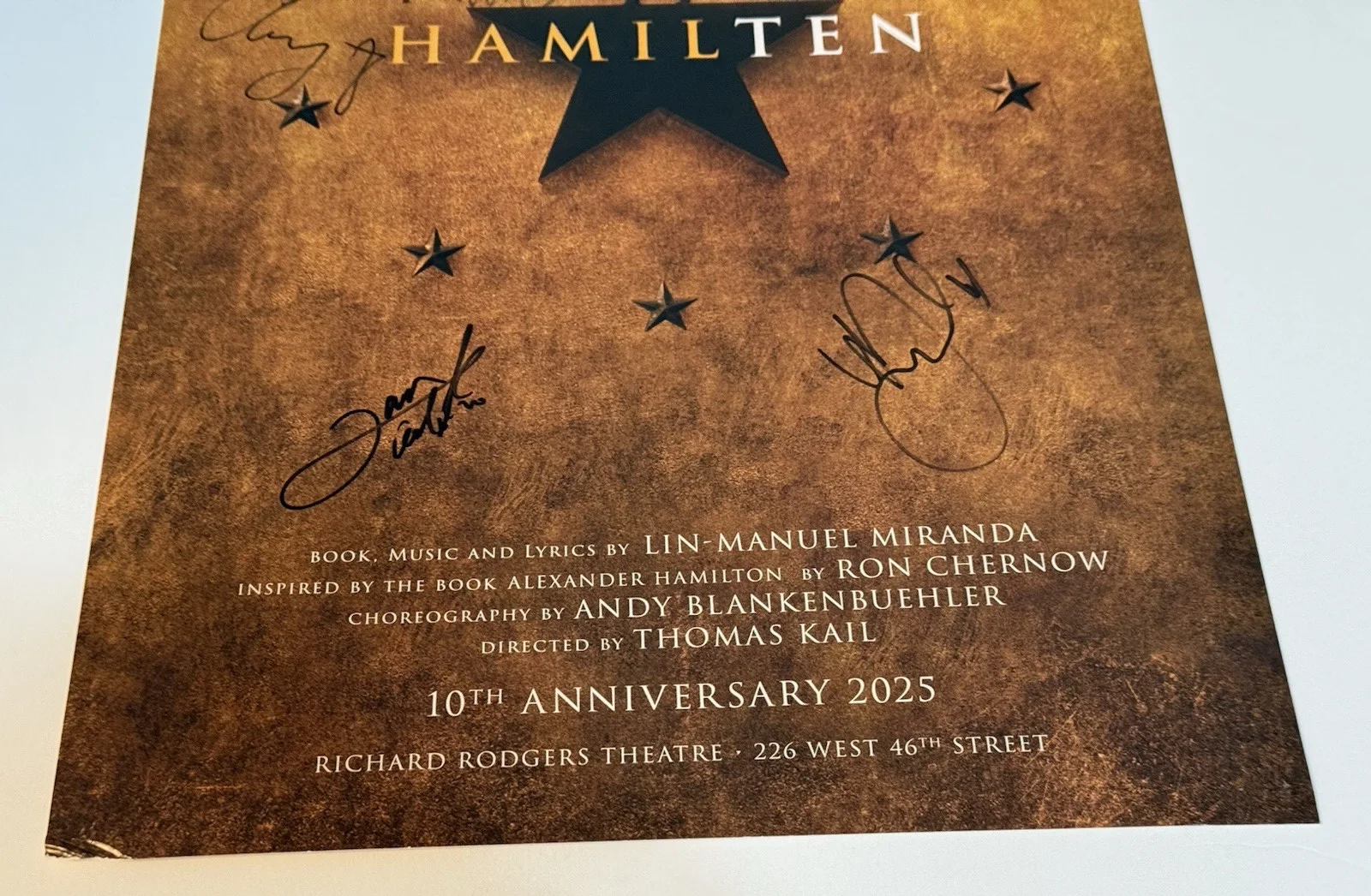 Hamilton cast members — Hamilton HamilTEN 10th Anniversary Broadway signed x6 Window Card 14x22 Poster, изображение 4
