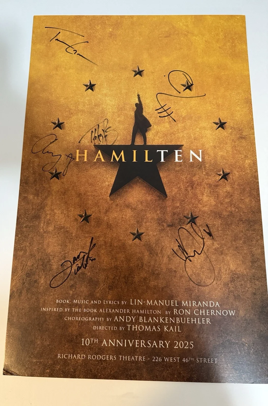 Hamilton cast members — Hamilton HamilTEN 10th Anniversary Broadway signed x6 Window Card 14x22 Poster, изображение 5