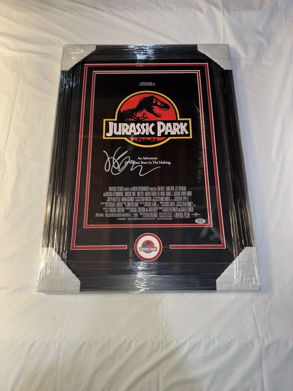 Jeff Goldblum — JEFF GOLDBLUM SIGNED AUTOGRAPH JURASSIC PARK MOVIE POSTER PSA COA 12x18 FRAMED