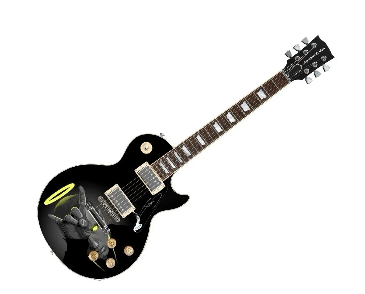 Eminem Devil/Angel Signed 1/1 Custom Graphics Electric Guitar ACOA, image 3