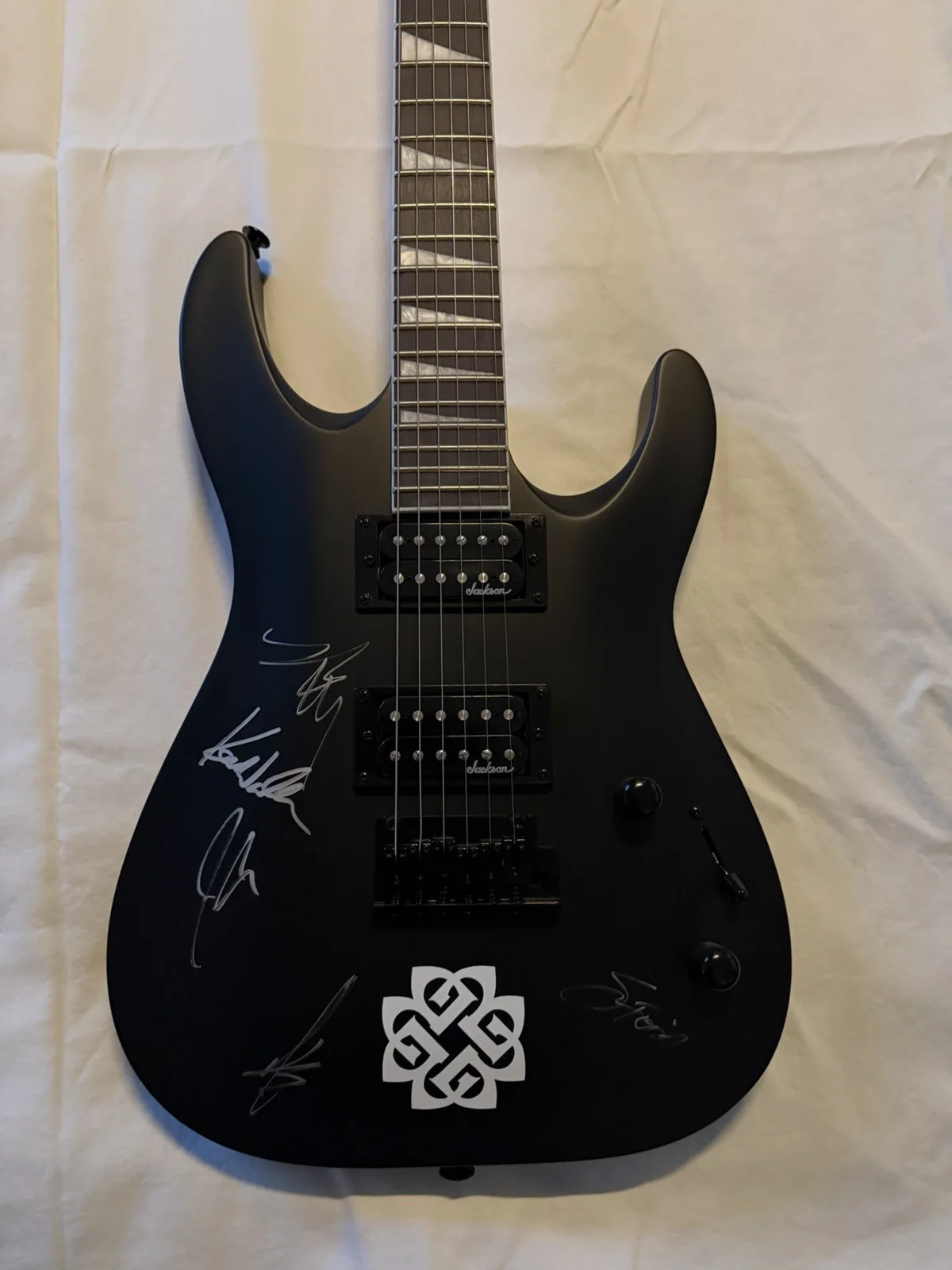 BREAKING BENJAMIN SIGNED GUITAR and pick + broken drumstick V.I.P. Lot, image 2