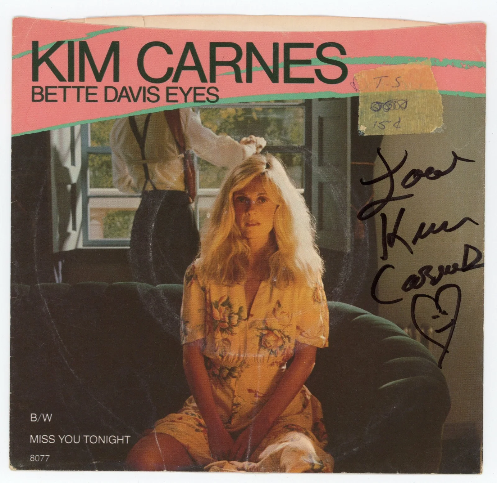 Kim Carnes - Signed 7 Inch Sleeve w/ Record, image 2