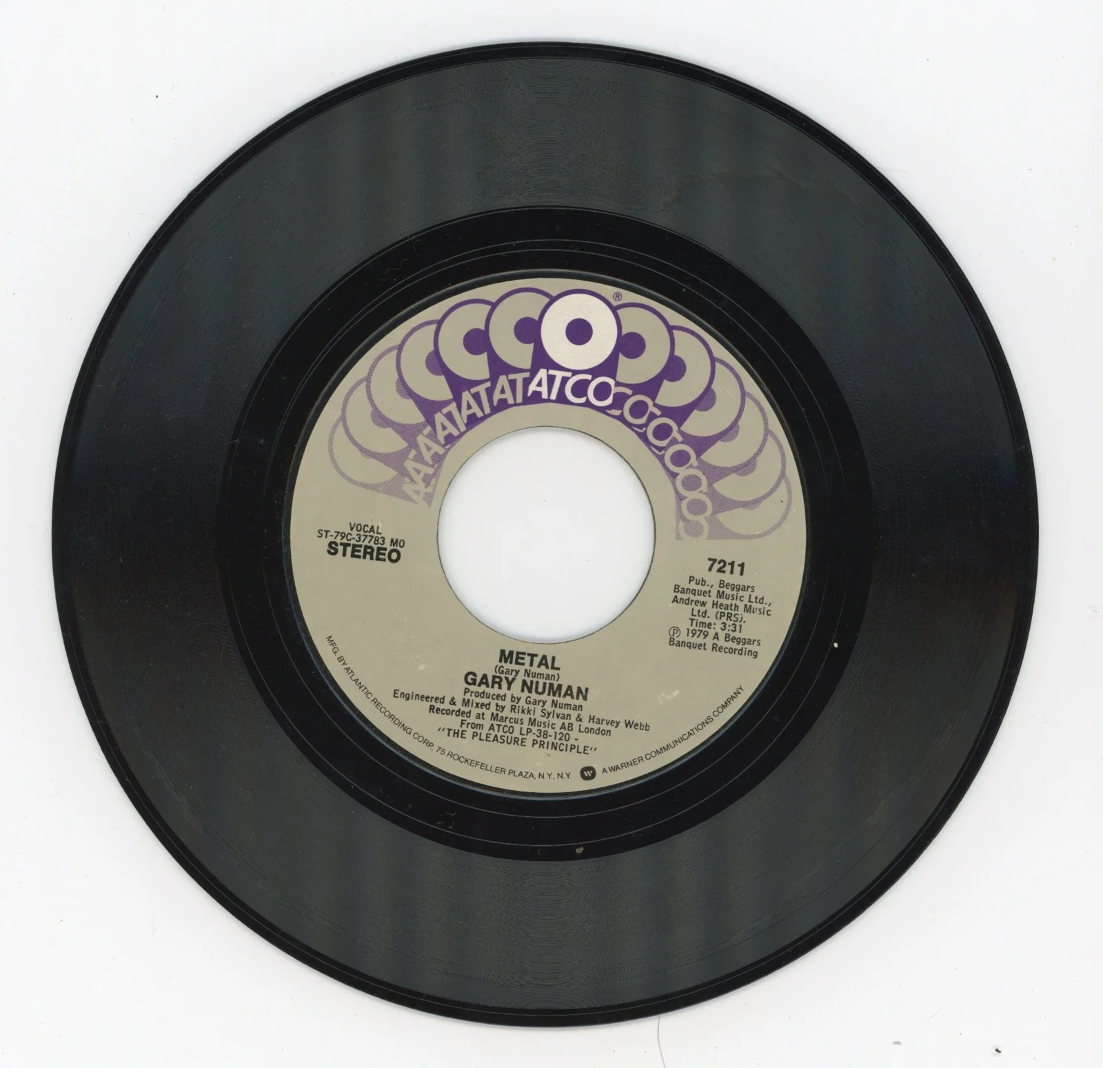 Gary Numan - Signed 7 Inch Sleeve w/ Record "Cars/Metal", изображение 3