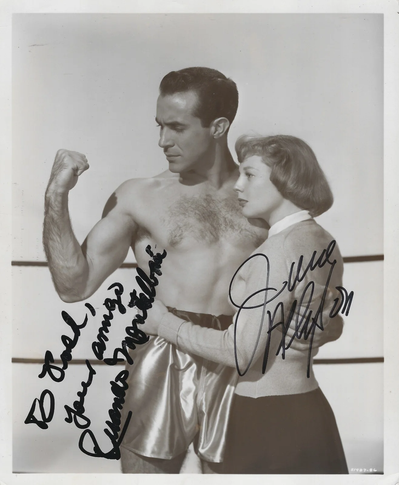 June Allyson & Ricardo Montalban — Vintage RICARDO MONTALBAN & JUNE ALLYSON Signed 8 x 10 Photo Right Cross MGM