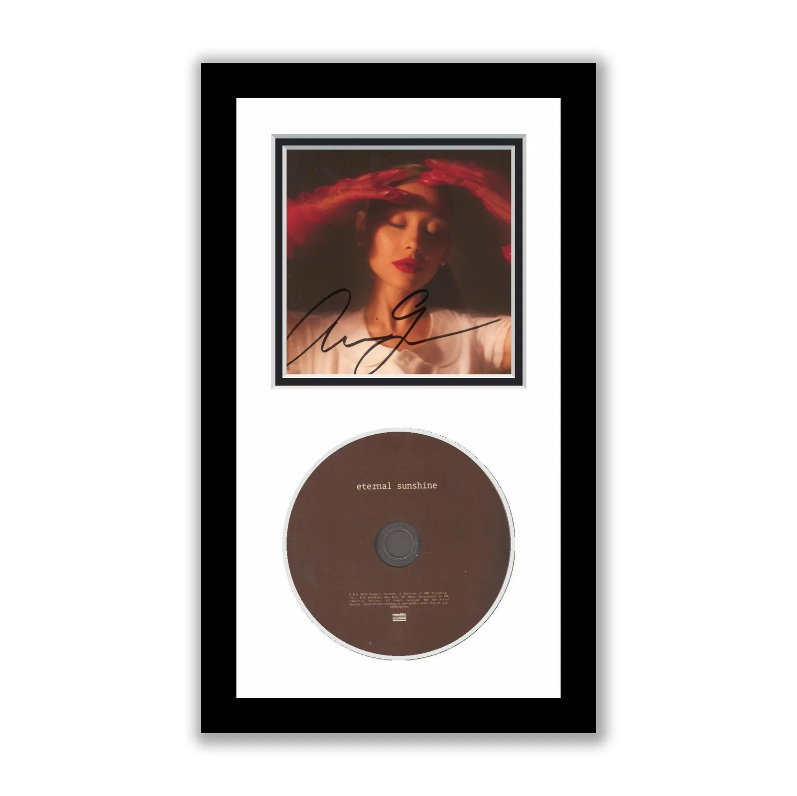 Ariana Grande — Ariana Grande FULL SIGNATURE Autographed Signed Framed CD Eternal Sunshine ACOA
