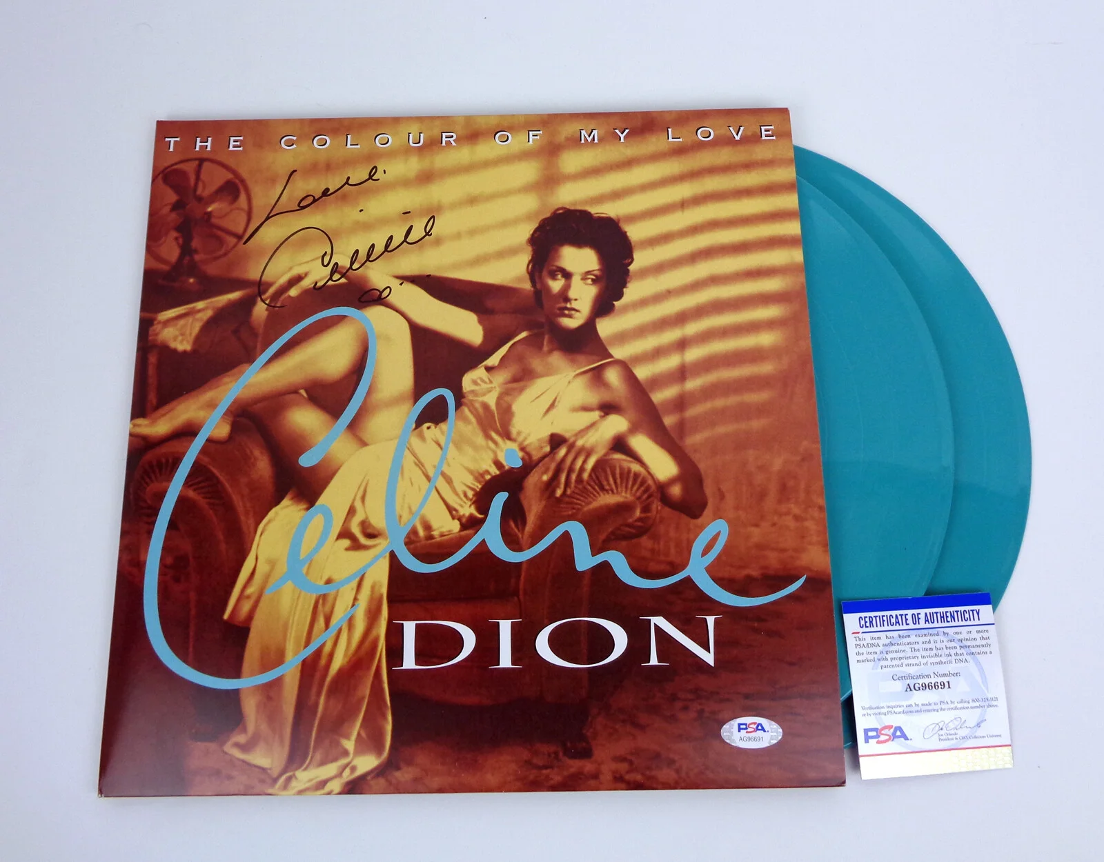 Celine Dion — Celine Dion Signed Autograph The Colour of My Love Vinyl Record Album PSA COA