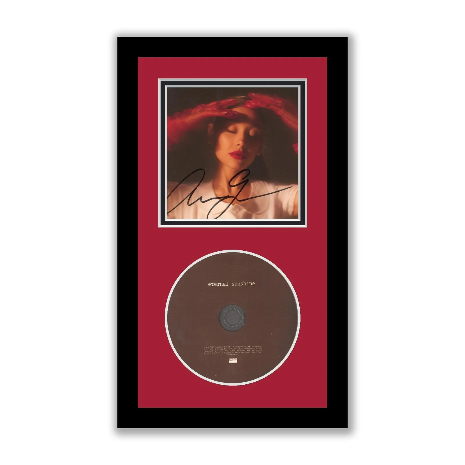 Ariana Grande — Ariana Grande FULL SIGNATURE Autographed Signed Framed CD Eternal Sunshine ACOA