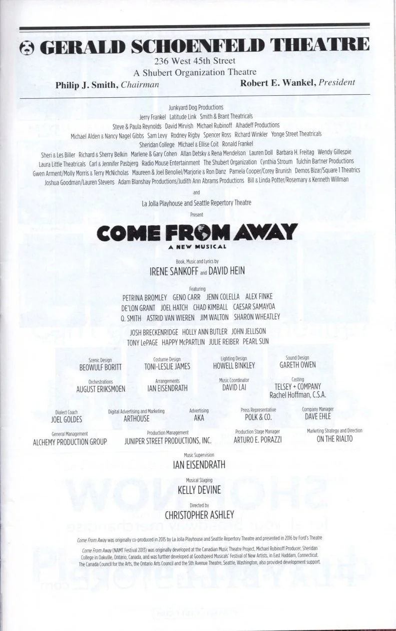 Cast — Come From Away Signed Autographed Cast Playbill, image 2