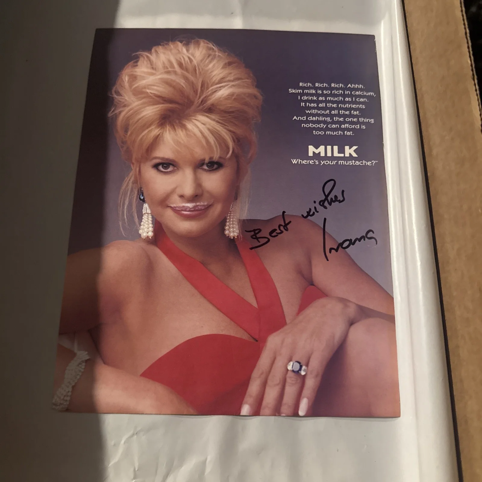 Ivana Trump — Ivana Donald Trump Hand Signed Magazine Promo Photo For Milk Page
