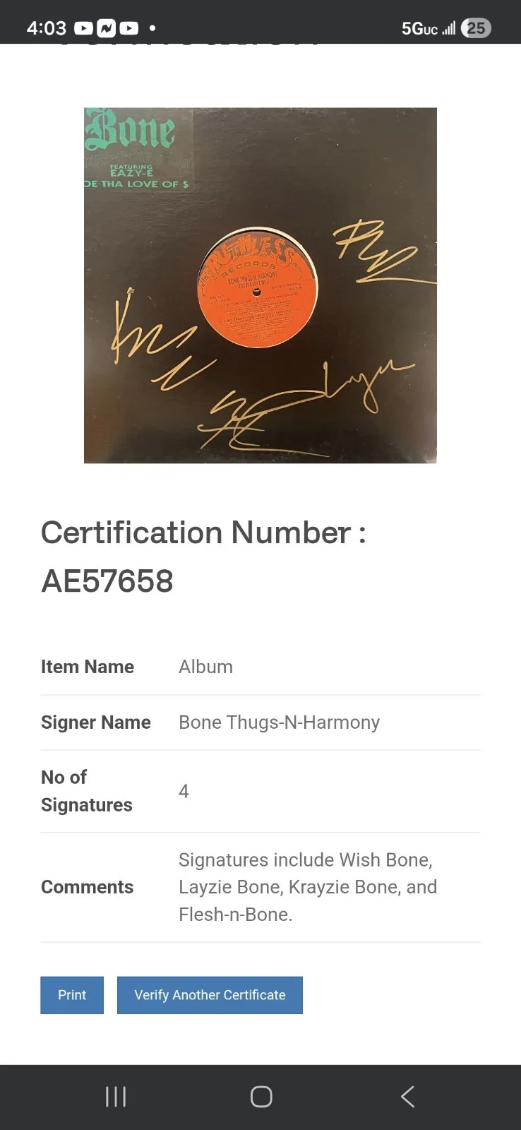 Bone Thugs N Harmony Signed Foe Tha Love Of $ Vinyl Beckett #AE57658, изображение 5