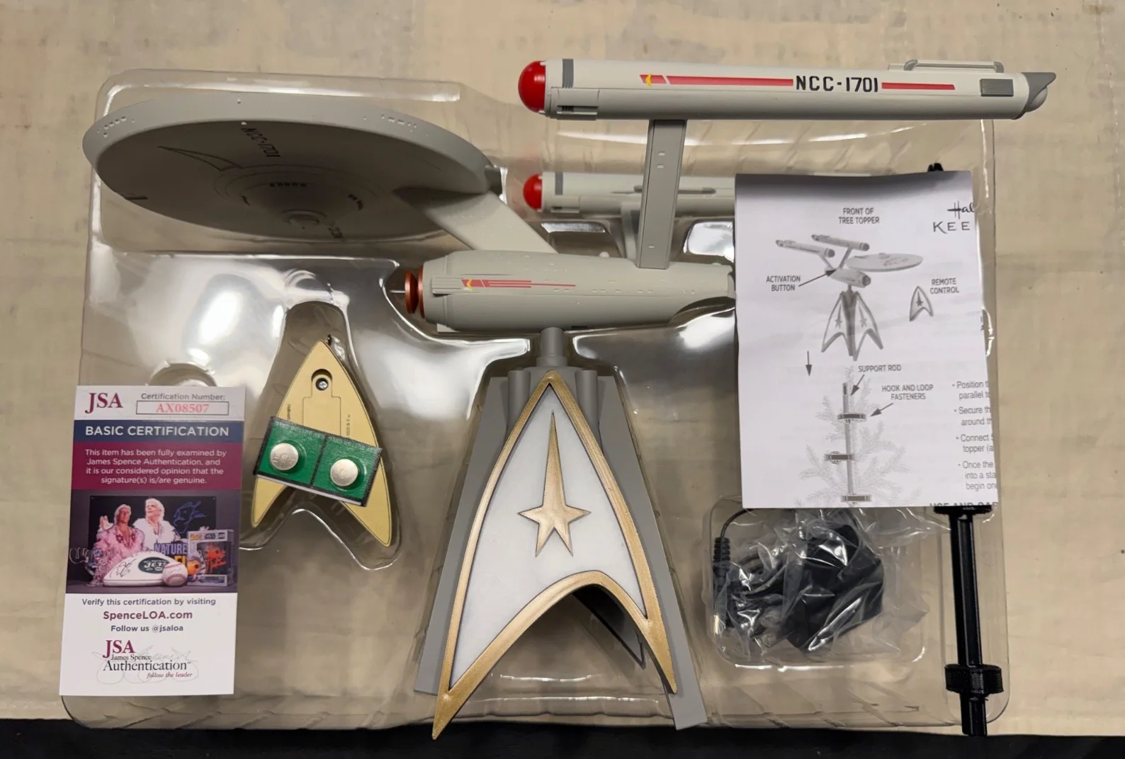 William Shatner — Hallmark Star Trek USS Enterprise Tree Topper signed by William Shatner JSA Cert, image 4