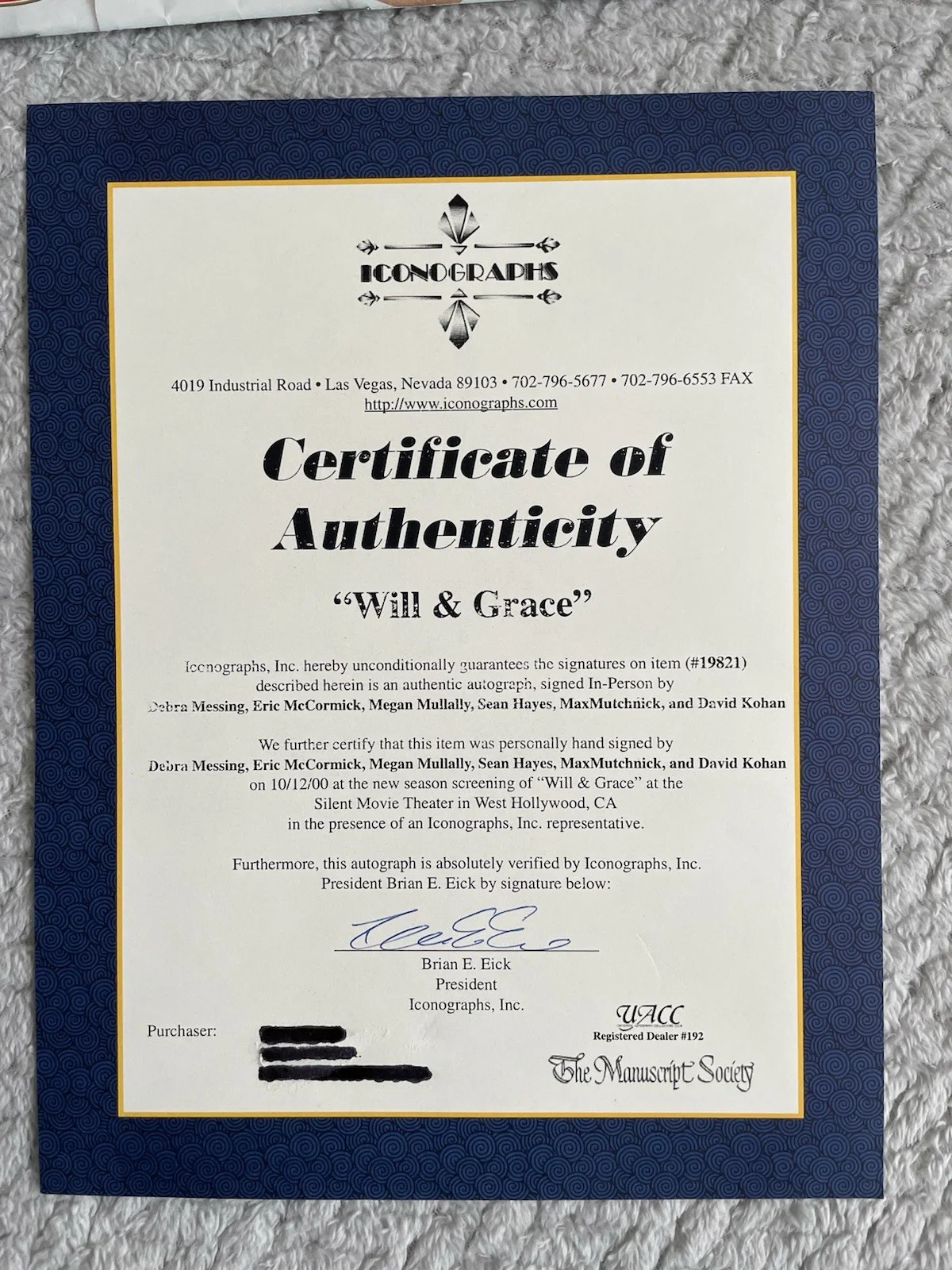 Will & Grace cast Autographed, image 2