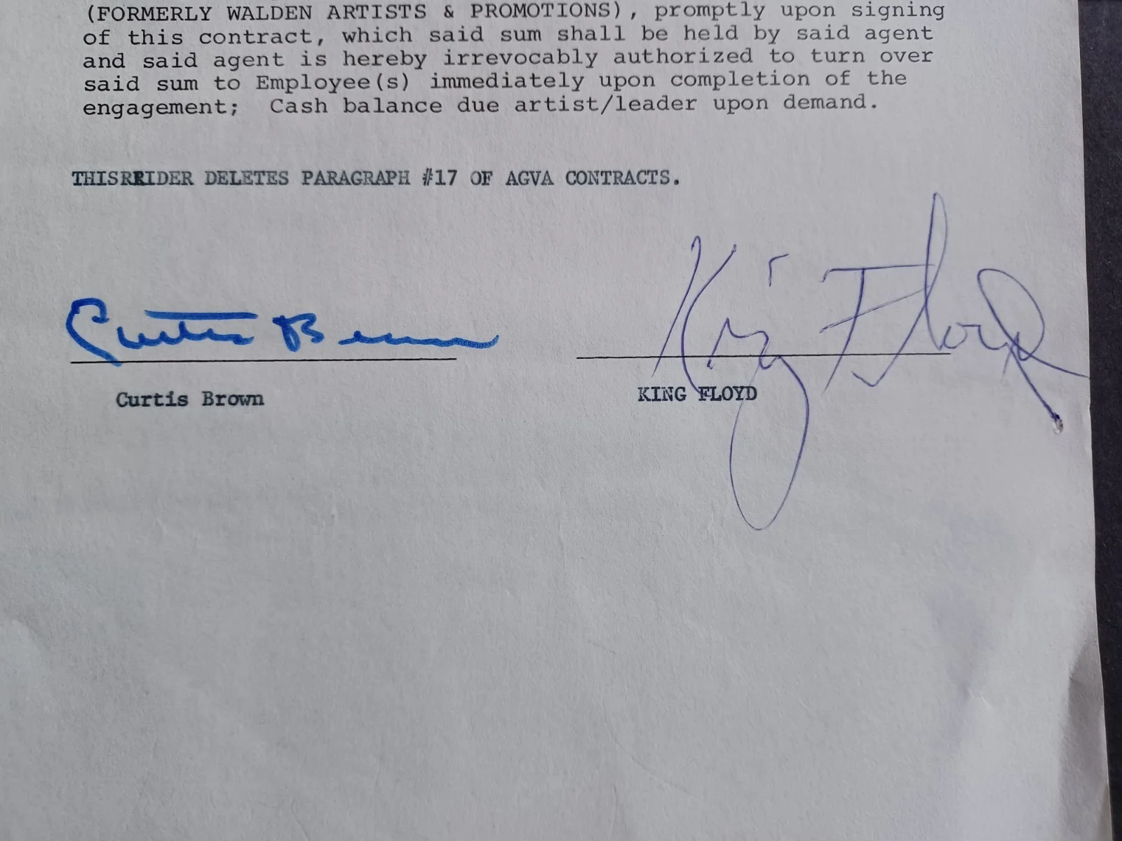 King Floyd (d. 2006) Signed 1973 Contract - Soul Singer - Groove Me - T, image 2