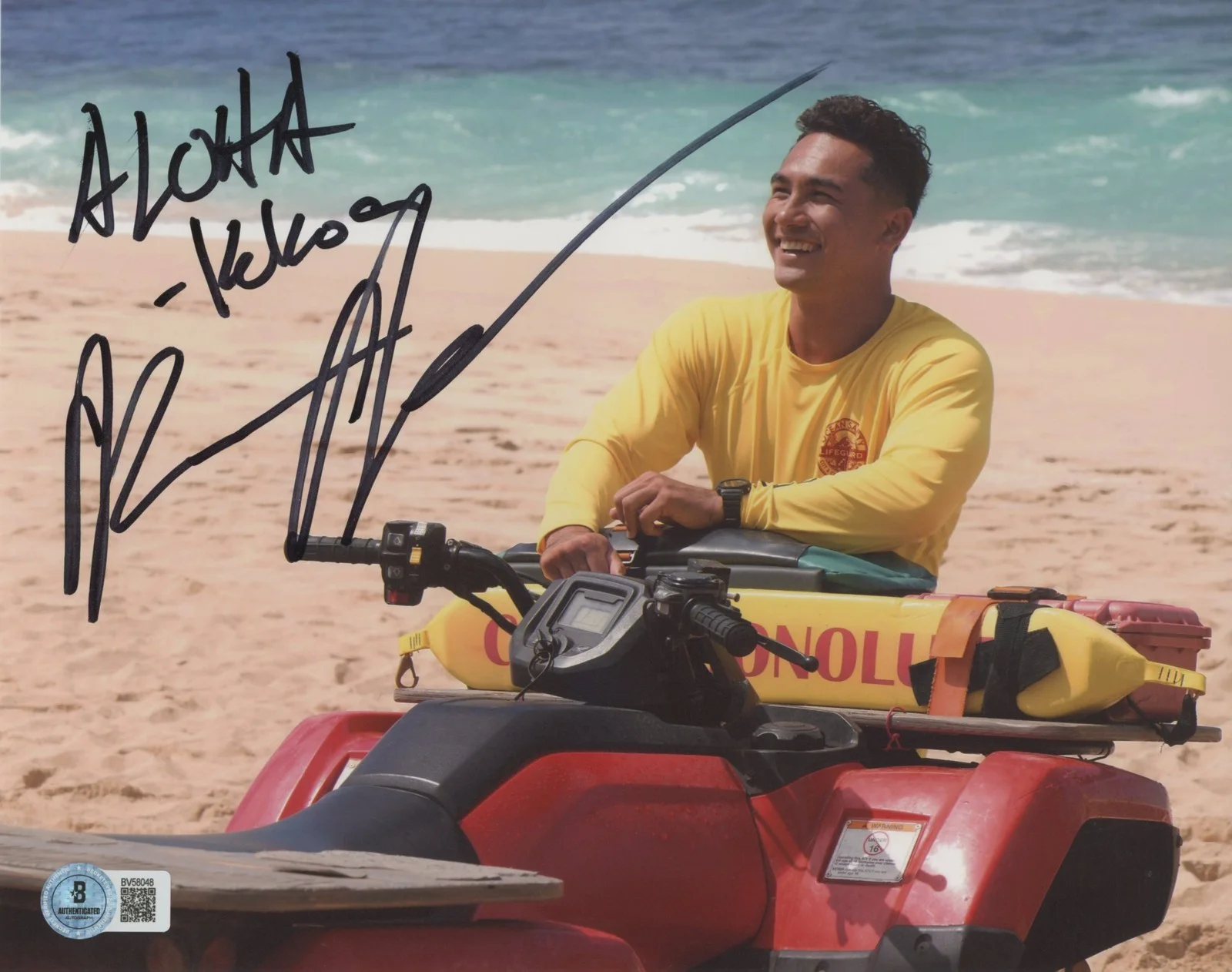 Kekoa Kekumano — Kekoa Kekumano Rescue: HI-Surf "Aloha Kekoa" Signed 8x10 Photo BAS #BV58048