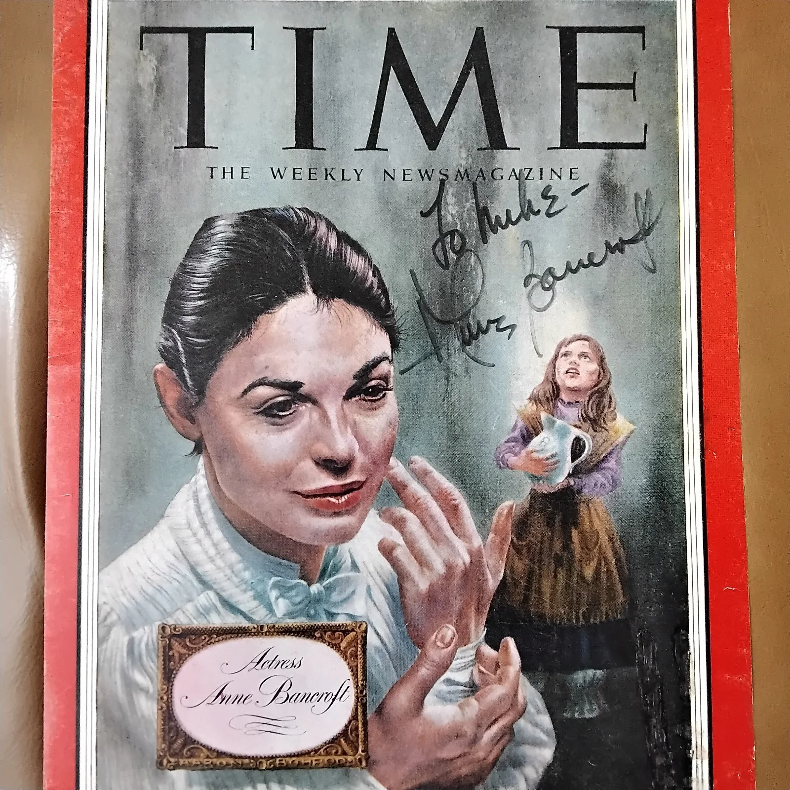 Anne Brancroft SIGNED 1959 Mag Cover Movie Actress Mircle Worker The Gradute, изображение 3