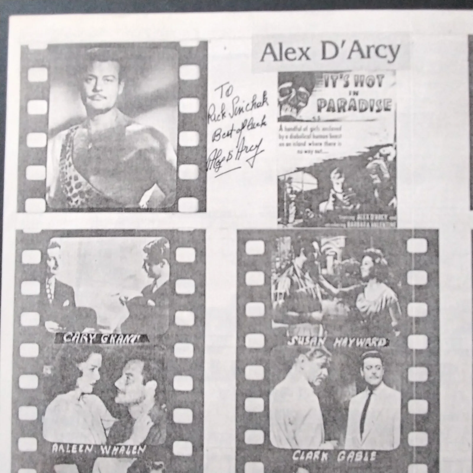 Alex D'Arcy Signed Paper 30s Movie Actor Awful Truth Prisoner of Zenda Dracula, изображение 2