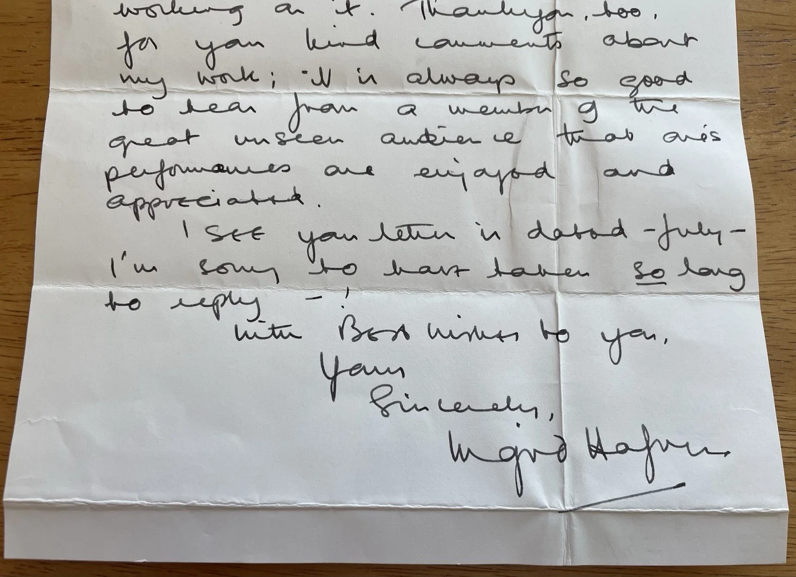 Ingrid Hafner — British Actress Ingrid Hafner Autograph Letter "The Avengers", image 2