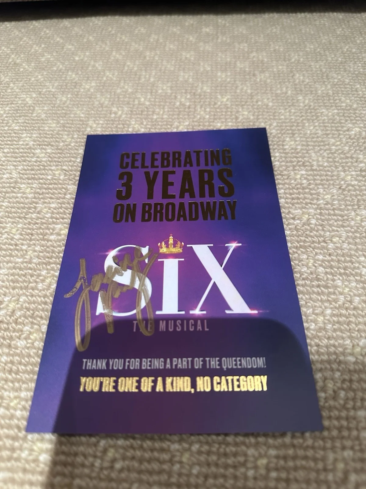 Six The Musical 3 Years On Broadway Signed Card, image 2
