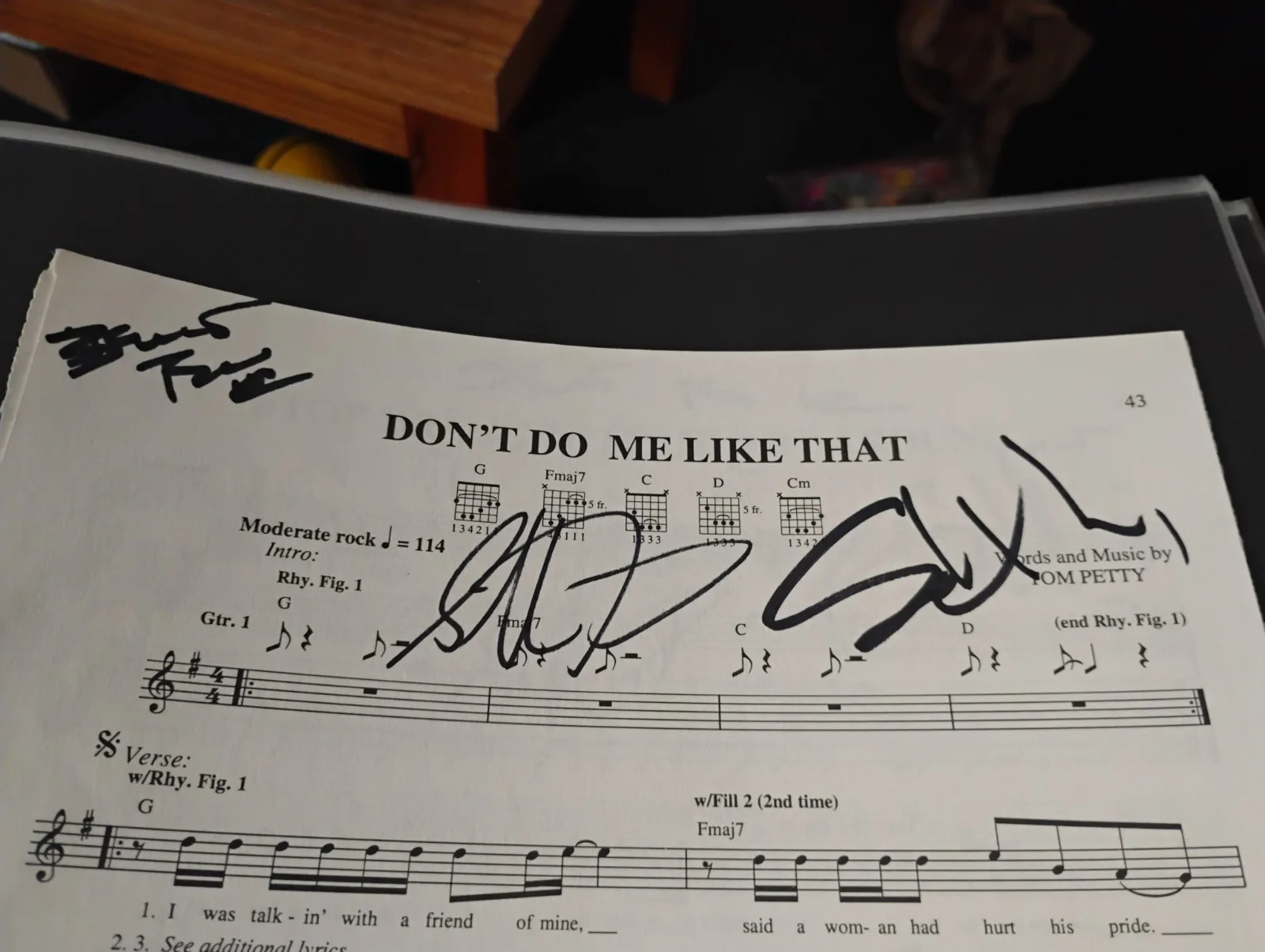 SCOTT THURSTON BENMONT TENCH STEVE FERRONE SIGNED TOM PETTY 8x12 SHEET MUSIC, image 2