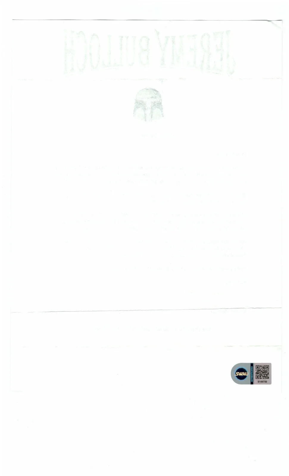 Jeremy Bulloch Autographed 8x11 Typed Letter Signed SWAU Cert TLS Boba Fett, изображение 2