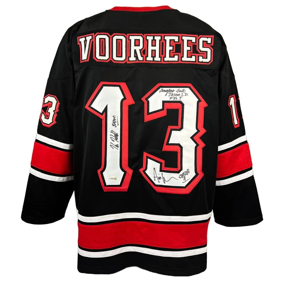 Douglas Tait, Kane Hodder & Ari Lehman — Hodder Tait Lehman autographed signed inscribed Jason Friday the 13th Jersey JSA