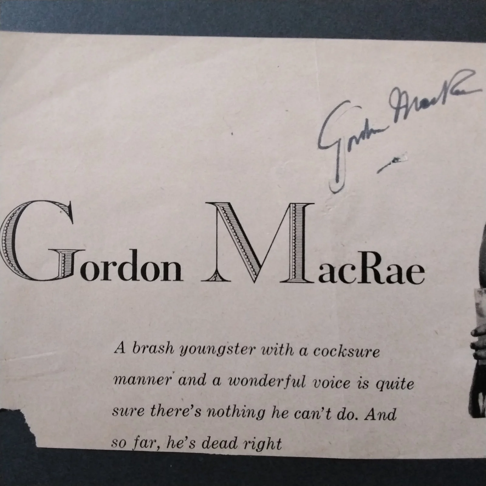 Gordon MacRae SIGNED Mag Page Film Actor Carousel Oklahoma! Tea for Two Musicals, изображение 5