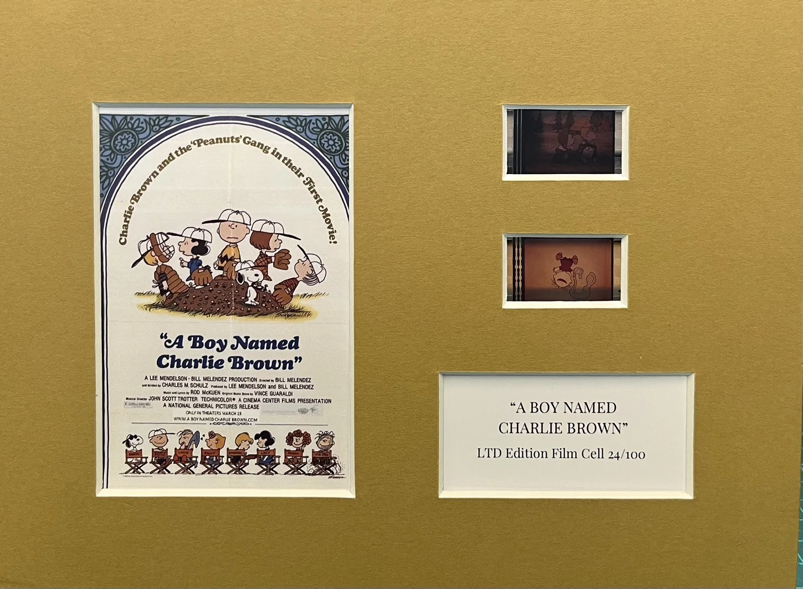 “A BOY NAMED CHARLIE BROWN “ 35mm Film Cell Mounted Display, изображение 3