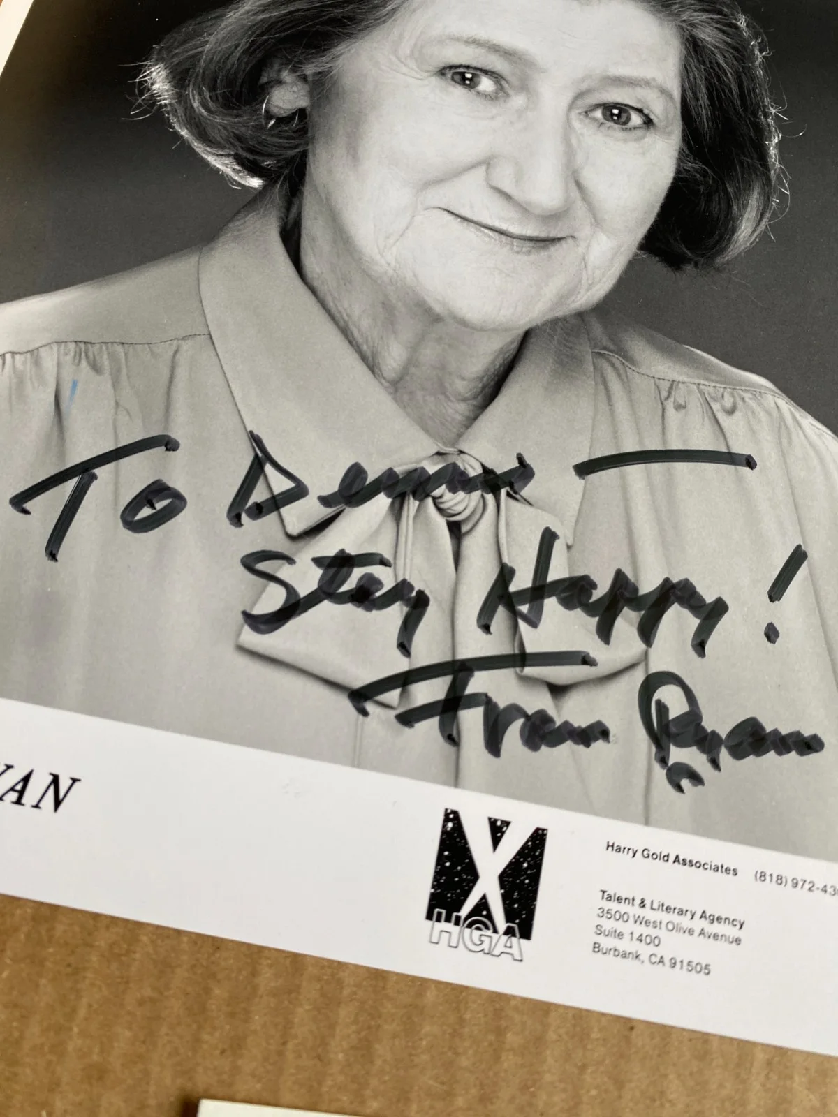 Fran Ryan signed 8x10 B&W photo + handwritten note on an index card, изображение 2