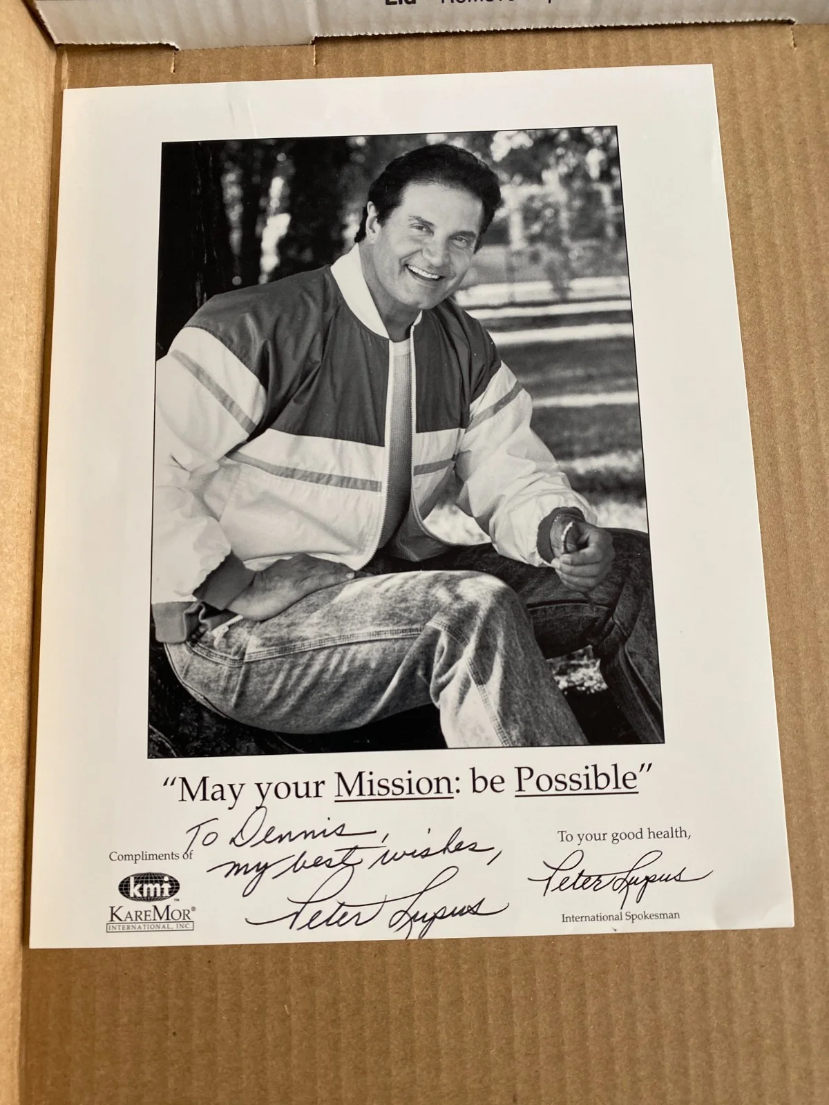 Peter Lupus signed 8x10 B&W photo + 5x7-3/4 handwritten note Mission: Impossible, image 2