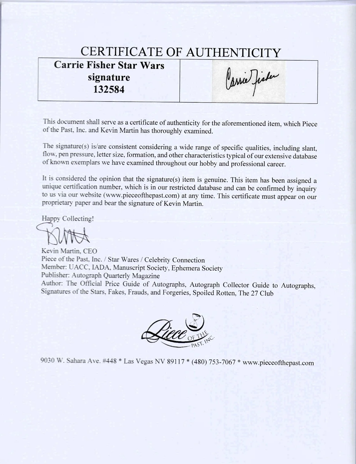 Carrie Fisher — CARRIE FISHER Star Wars as Princess Leia signature piece + 8x10 photo UACC COA, изображение 4