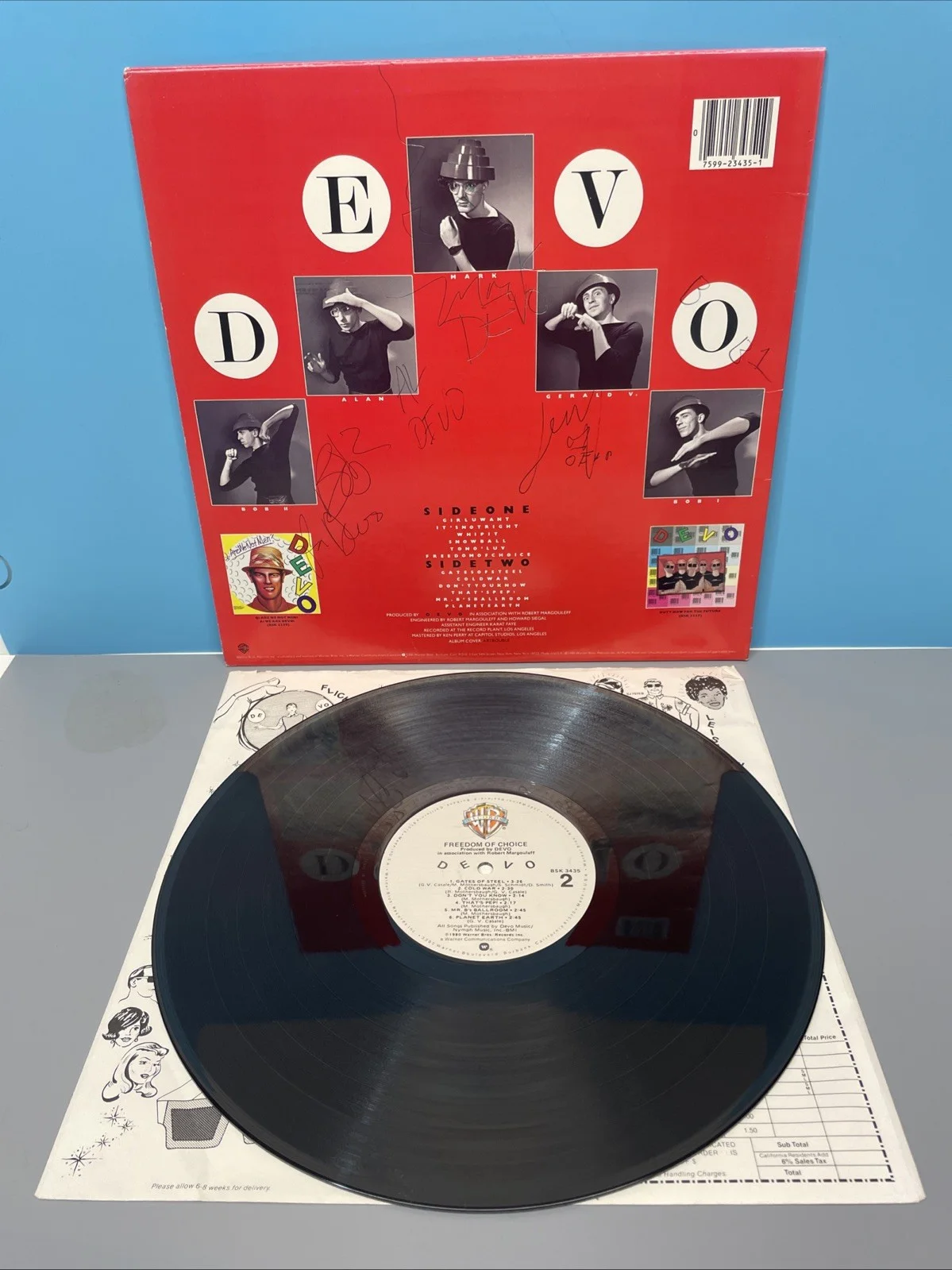 VTG. 1980 DEVO: FREEDOM OF CHOICE 12" VINYL LP *SIGNED BY ALL MEMBERS 10/24/1981, изображение 3