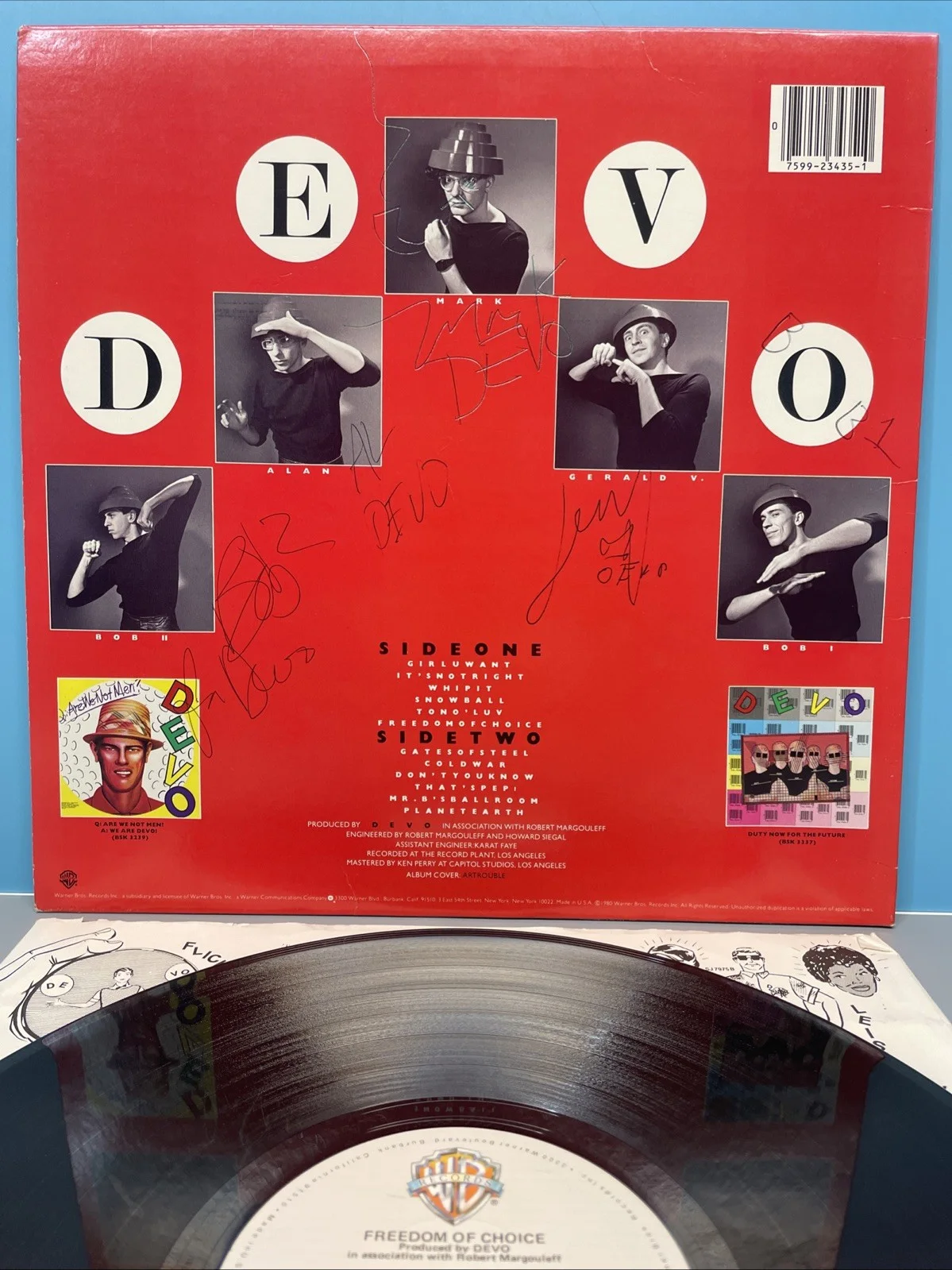 VTG. 1980 DEVO: FREEDOM OF CHOICE 12" VINYL LP *SIGNED BY ALL MEMBERS 10/24/1981, изображение 4