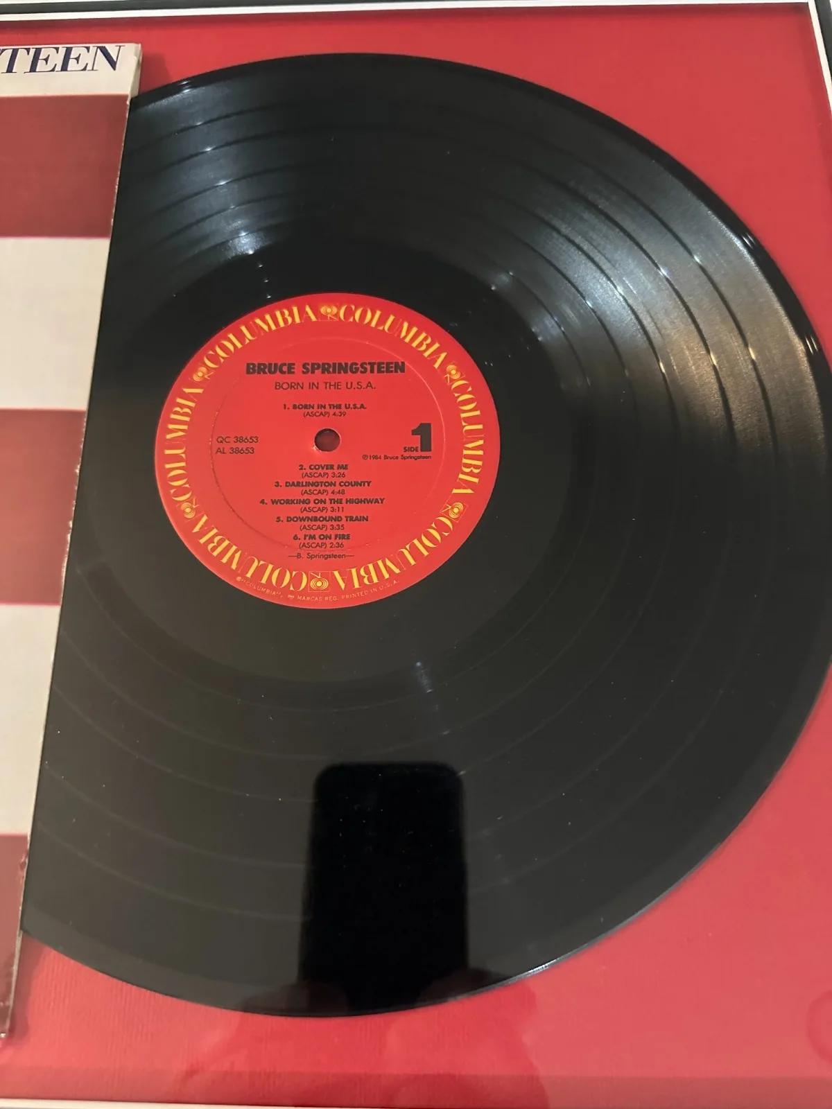 BRUCE SPRINGSTEEN AUTOGRAPHED SIGNED "BORN IN THE USA" ALBUM FRAMED RECORD 30X26, image 3