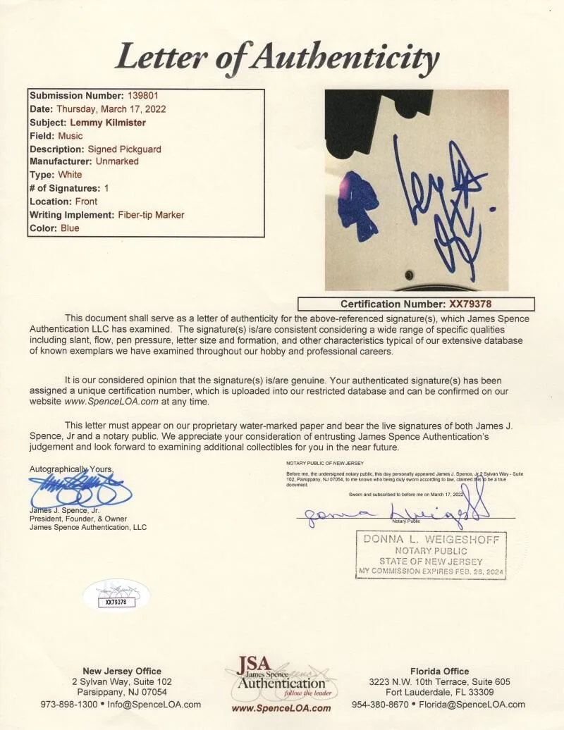 Lemmy Kilmister — Lemmy Kilmister Motorhead Signed Autograph Bass Guitar Ace of Spades Sketch JSA, изображение 3