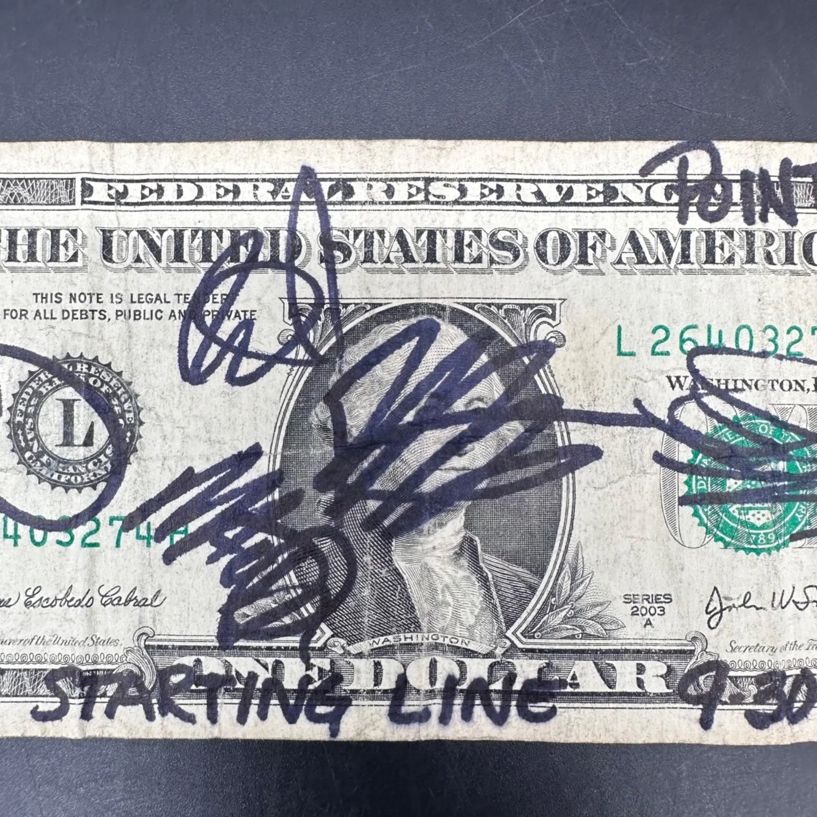 The Starting Line Band Autographed $1 Bill Pointfest 2007 St Louis Punk Rock, image 4