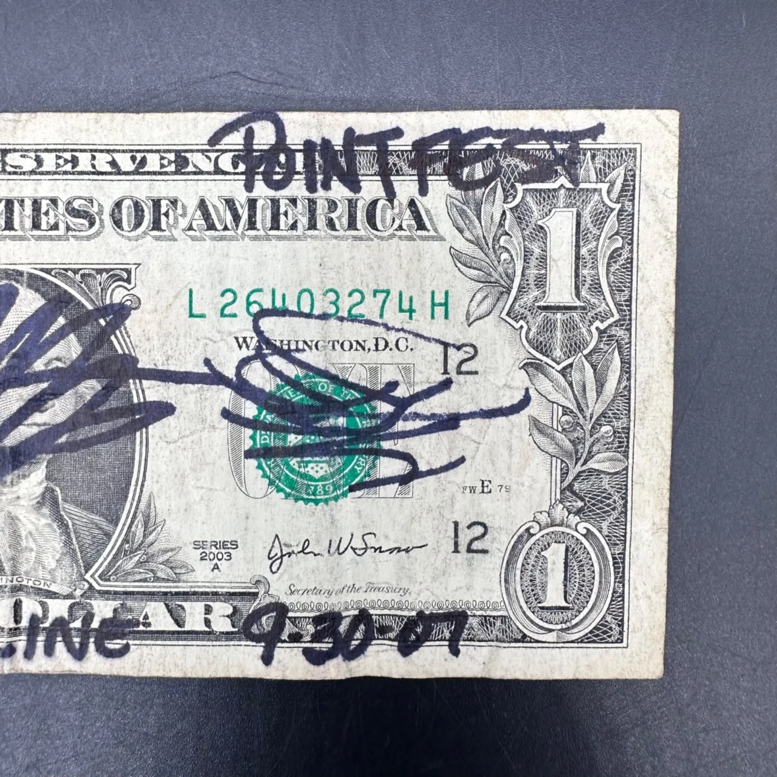 The Starting Line Band Autographed $1 Bill Pointfest 2007 St Louis Punk Rock, image 5